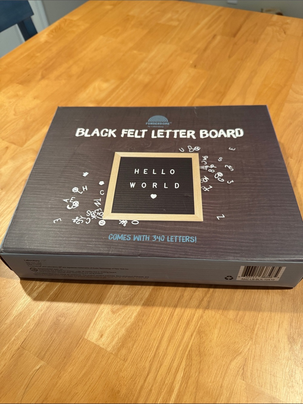 New in Box Black Felt Letter Board with Natural Wood Frame